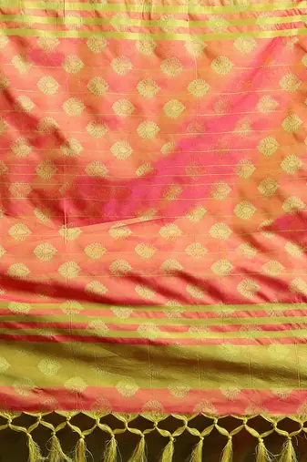Lime Woven Cotton Silk Jaccaurd Dharmavaram Silk Blend Saree With Blouse