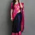 Navy Blue and Pink Cotton Silk Jacquard Printed Saree with Blouse