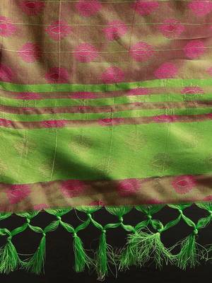 Light Green Woven Cotton Silk Jaccaurd Dharmavaram Silk Blend Saree With Blouse 5