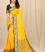 Gold Self Jacqurd Silk Blend Dharmavarm Saree With Blouse