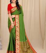 Light Green Self Jacqurd Silk Blend Dharmavarm Saree With Blouse