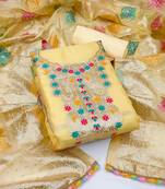 Yellow Organza Banarasi Dress Material With Inner