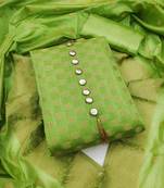 Green color banarasi unstitched dress material