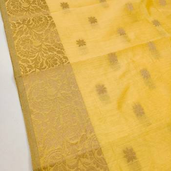 Yellow color  banarasi unstitched dress material 3