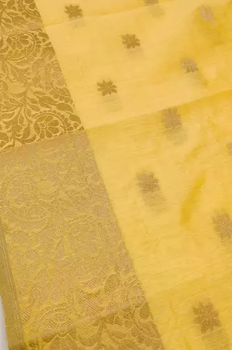 Yellow color  banarasi unstitched dress material