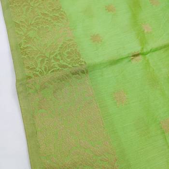 Green color banarasi unstitched dress material 4