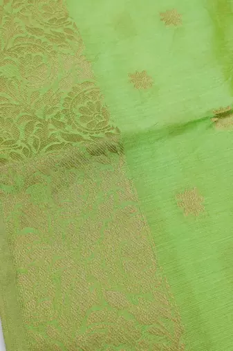 Green color banarasi unstitched dress material