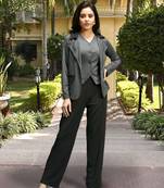 Trendmalls Black  Regular Fit Co-ord Set Blazer Waistcoat and Pant Suit, Party Wear Festive Casual Wedding,Office