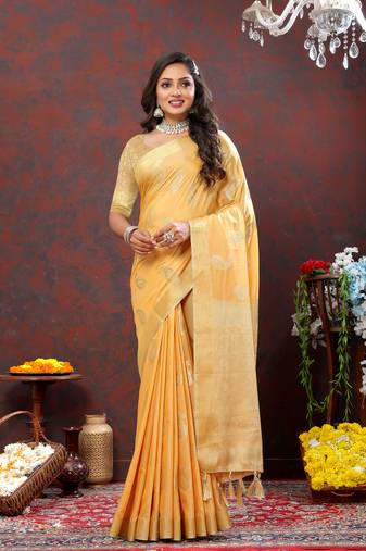Soft Cotton Saree With Zari Weaving Design And Rich Zari Weaving Pallu With Contrast Border