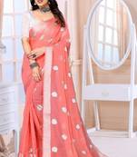 Pink Sequince Embrodery Chanderi Silk Fancy Saree With Blouse