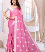 Baby Pink Sequince Embrodery Chanderi Silk Fancy Saree With Blouse