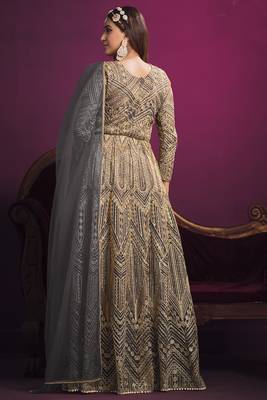 Grey Butterfly Net Embroidered Anarkali Salwar Kameez 4