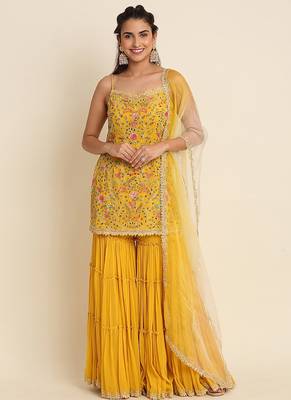 Yellow Georgette Embroidered Punjabi Suits 1