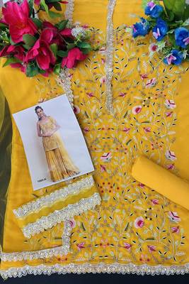 Yellow Georgette Embroidered Punjabi Suits 2