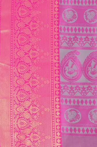 Sky Blue Self Jacqurd Cotton Silk Dharmavarm Saree With Blouse