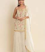 Off White Georgette Embroidered Punjabi Suits