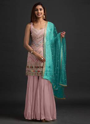 Baby Pink Georgette Embroidered Punjabi Suits 1
