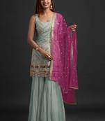 Sky Blue Georgette Embroidered Punjabi Suits