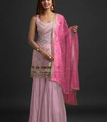 Pink Georgette Embroidered Punjabi Suits