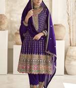 Purple Silk Embroidered Ready To Ship Salwar Kameez