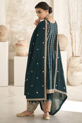 Dark Green Silk Embroidered Ready To Ship Salwar Kameez 2