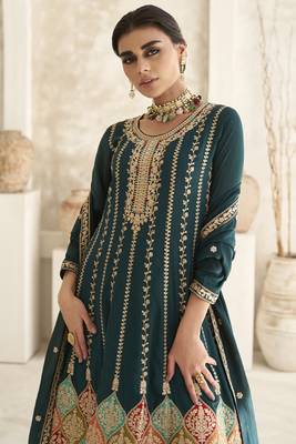 Dark Green Silk Embroidered Ready To Ship Salwar Kameez 3