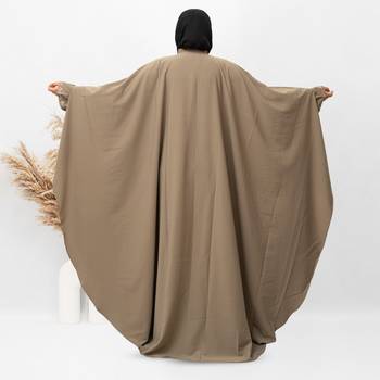 Inner & Upper Embroidery Abaya In Beige Color With Hijab 3