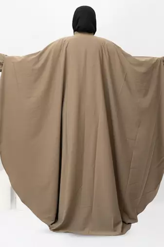 Inner & Upper Embroidery Abaya In Beige Color With Hijab