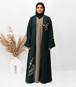 Shrug Embroidery Abaya in Green Color With Hijab