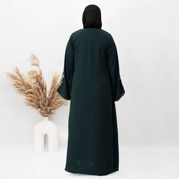 Shrug Embroidery Abaya in Green Color With Hijab 3