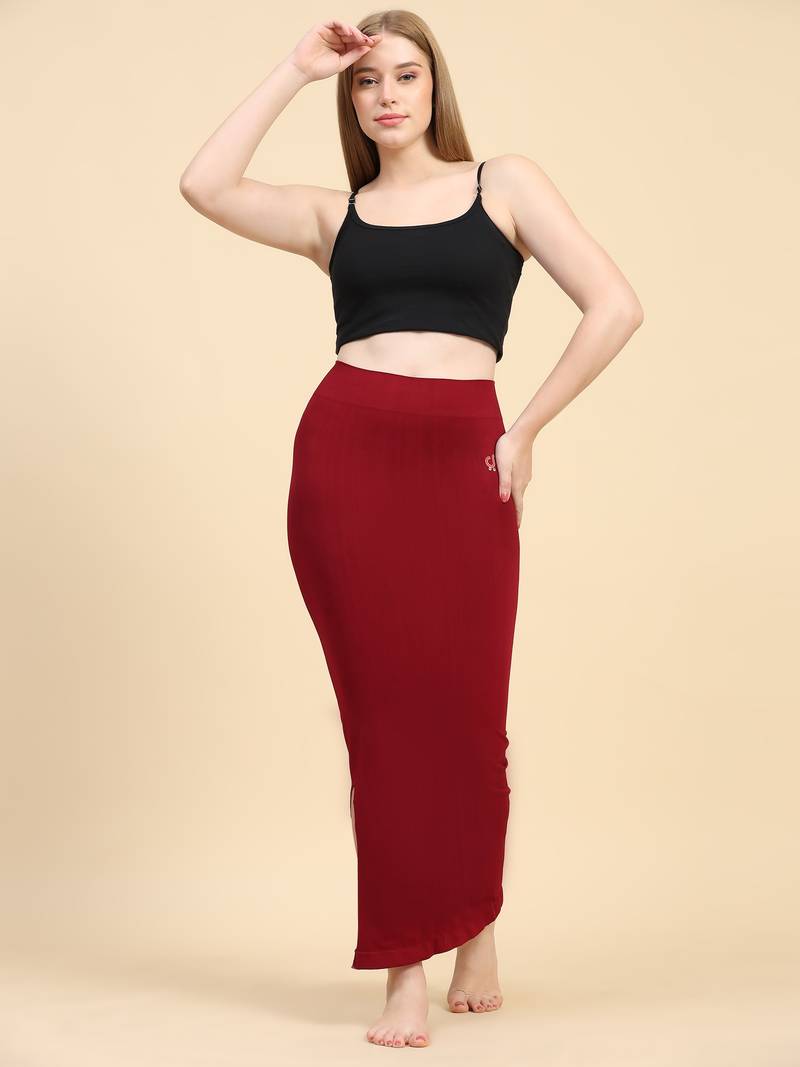 Trendmalls Maroon Solid Nylon Soft  Petticoat, Skirts for Women, Saree silhouette, Shape Wear Dress for Saree Shapewear