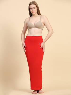Trendmalls Red Solid Nylon Soft  Petticoat, Skirts for Women, Saree silhouette, Shape Wear Dress for Saree Shapewear 3
