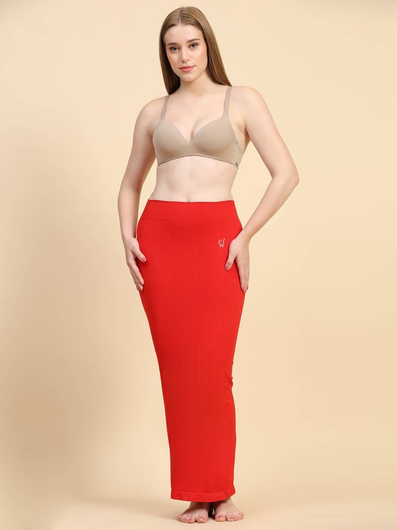 Trendmalls Red Solid Nylon Soft  Petticoat, Skirts for Women, Saree silhouette, Shape Wear Dress for Saree Shapewear