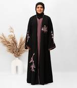 Shrug Embroidery Abaya in Black Color With Hijab