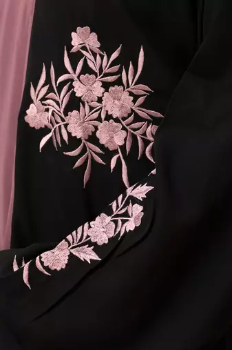 Shrug Embroidery Abaya in Black Color With Hijab