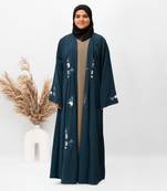 Shrug Embroidery Abaya in Ramagreen Color With Hijab