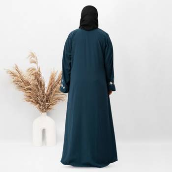 Shrug Embroidery Abaya in Ramagreen Color With Hijab 3