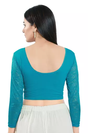 Stretchable Non - Padded Cotton Lycra Round Neck Blouse