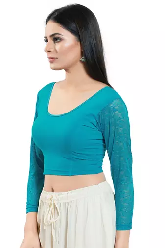 Stretchable Non - Padded Cotton Lycra Round Neck Blouse