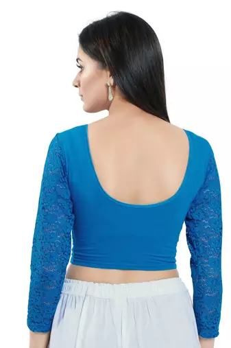Stretchable Non - Padded Cotton Lycra Round Neck Blouse