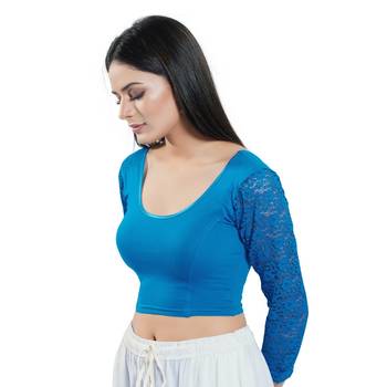 Stretchable Non - Padded Cotton Lycra Round Neck Blouse 3