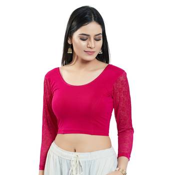 Stretchable Non - Padded Cotton Lycra Round Neck Blouse 1