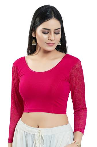 Stretchable Non - Padded Cotton Lycra Round Neck Blouse