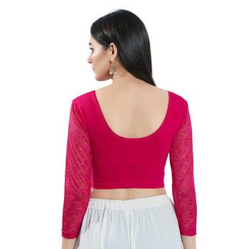 Stretchable Non - Padded Cotton Lycra Round Neck Blouse 2