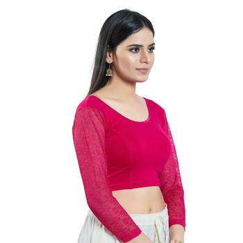 Stretchable Non - Padded Cotton Lycra Round Neck Blouse 4