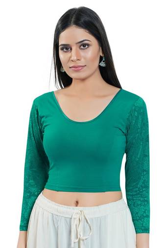Stretchable Non - Padded Cotton Lycra Round Neck Blouse