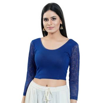 Stretchable Non - Padded Cotton Lycra Round Neck Blouse 1