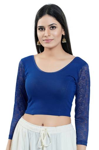 Stretchable Non - Padded Cotton Lycra Round Neck Blouse