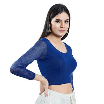 Stretchable Non - Padded Cotton Lycra Round Neck Blouse 4
