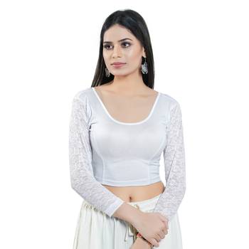 Stretchable Non - Padded Shimmer Round Neck Blouse 1